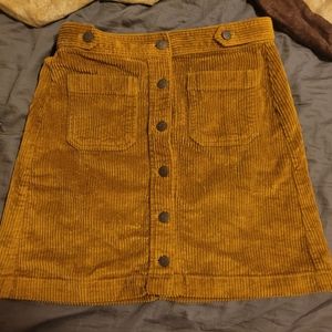 Madewell gold 70s courderoy skirt